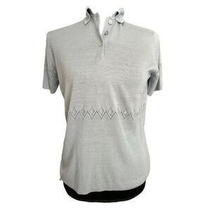 Tail Activewear Slate Blue Silk Short Sleeve Sweater Size Small